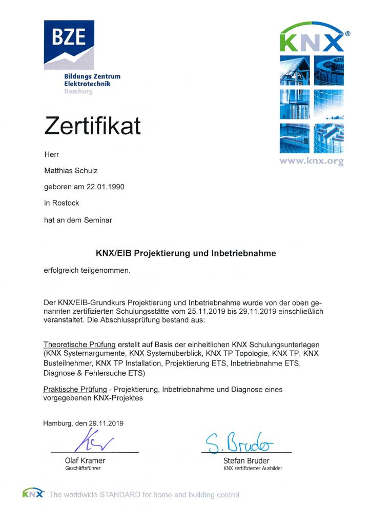 Zertifikat: KNX